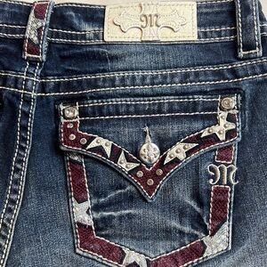 Miss Me denim embellished Stars red white & Blue rhinestone rivets Shorts SZ 28